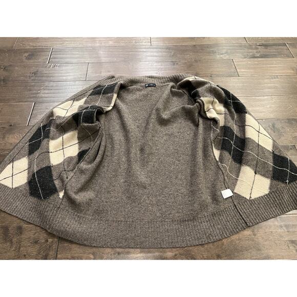 J.Crew Mens Brown Full Zip Diamond Argyle Long Sleeve Lambswool Sweater Size XL - Picture 6 of 10